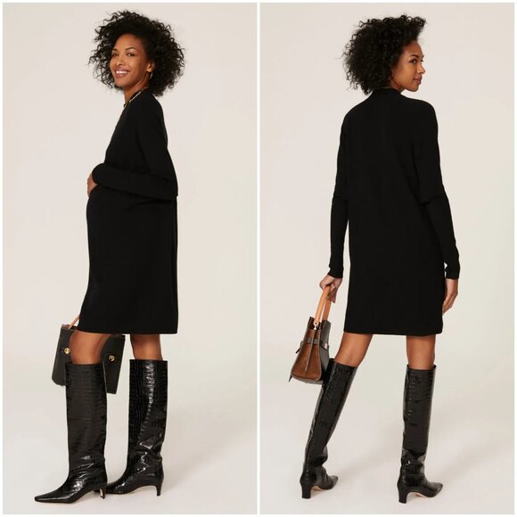 Hatch Maternity merino wool sweater dress in black size 3 L large Belen - Picture 2 of 10